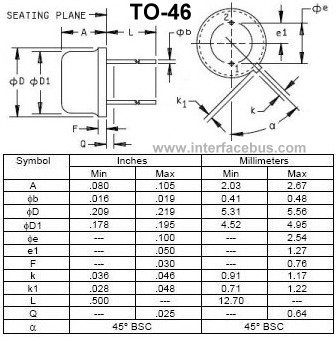 2-Terminal TO-46 Outline Drawing and Dimensions