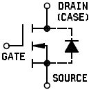 Internal circuit schematic for a 2N6760 Field Effect Transistor