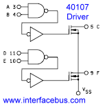 40107 CMOS Driver, Open Drain FET