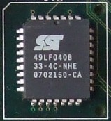 49LF040 Flash PLCC mounted on a PCB