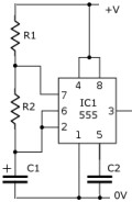 Standard 555 oscillator circuit schematic