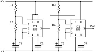 Dual 555 output generator circuit schematic