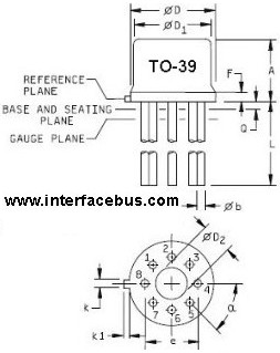 8-Terminal TO-39 Transistor Package Dimensions