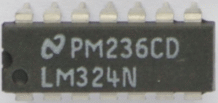 National Semiconductor LM324 Operational Amplifier in a 14 pin DIP package