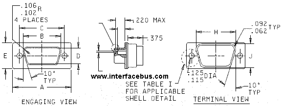 D Sub Connector Receptacle DE DEM9SF179A-K126 Wire Wrap Steel Body DB9 DM Series 9 Contacts 