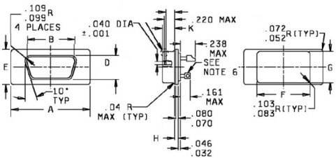 D-Subminiature Connector Outline Dimensions and Mechanical drawing