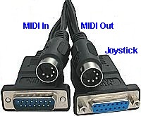 MIDI 5-pin DIN connector and 15-Pin D Connector