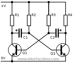 Astable Multivibrator circuit schematic