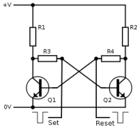 Transistor Bistable Multivibrator circuit schematic
