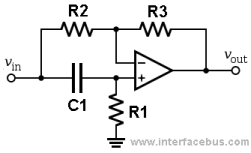 Single Voltage Supply Unity Gain All-Pass Filter Op Amp Circuit