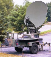 Towed Satellite Dish Antenna mounted on a Trailer