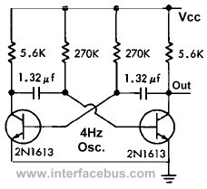 4Hz Transistor Astable multivibrator oscillator