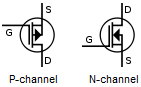n-channel and p-channel depletion mode FET symbols