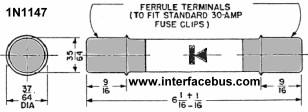1N1147 semiconductor diode using ferrule terminals