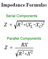 Formulars for serial impedance and parallel impedance