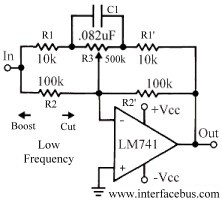 Low Frequency Equalizer Circuit Design using a 741 Op-Amp