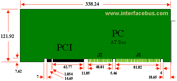 PICMG PCI/AT Bus CCA Card Dimensions