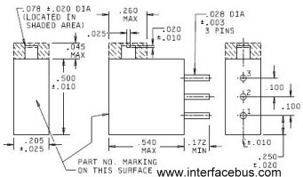 Horizontal Mount Square Body Trimmer Resistor Case Drawing