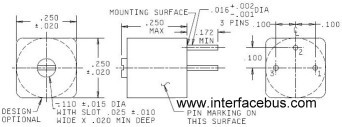 Board-Mount Round Body Trimmer Resistor Case Drawing