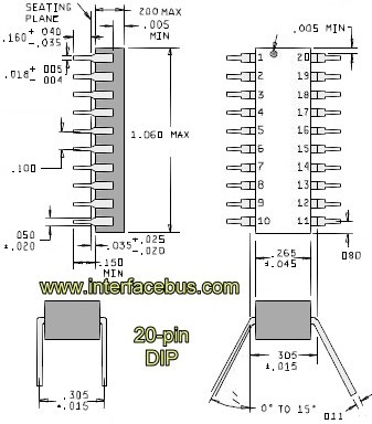 20-pin R-Network DIP dimensions