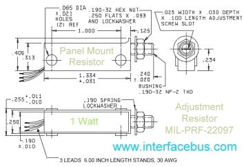 Wire-Terminated Adjustable Panel Mount Resistor per MIL-PRF-22097