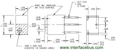 Vertical Mount Square Body Trimmer Resistor Case Drawing