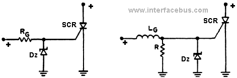 Schematic diagram of different protection circuits for an SCR