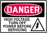 Danger High Voltage Warning Sign and Placard