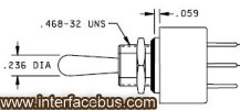 drawing of a panel mount toggle switch