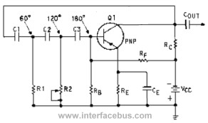 Transistor Phase Shift Oscillator Schematic